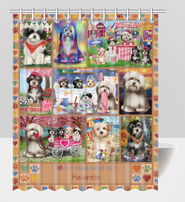 Love is Being Owned Havanese Dog Beige Shower Curtain