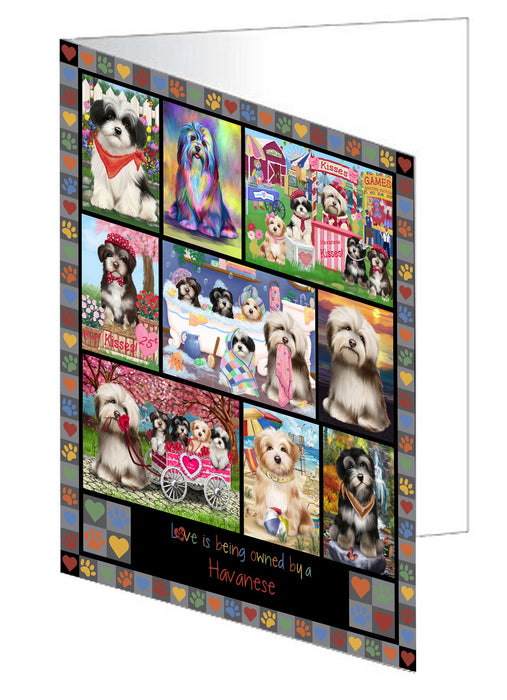 Love is Being Owned Havanese Dog Grey Handmade Artwork Assorted Pets Greeting Cards and Note Cards with Envelopes for All Occasions and Holiday Seasons GCD77363