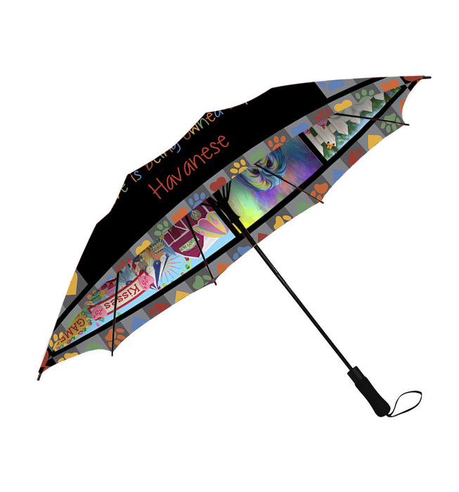 Love is Being Owned Havanese Dog Grey Semi-Automatic Foldable Umbrella