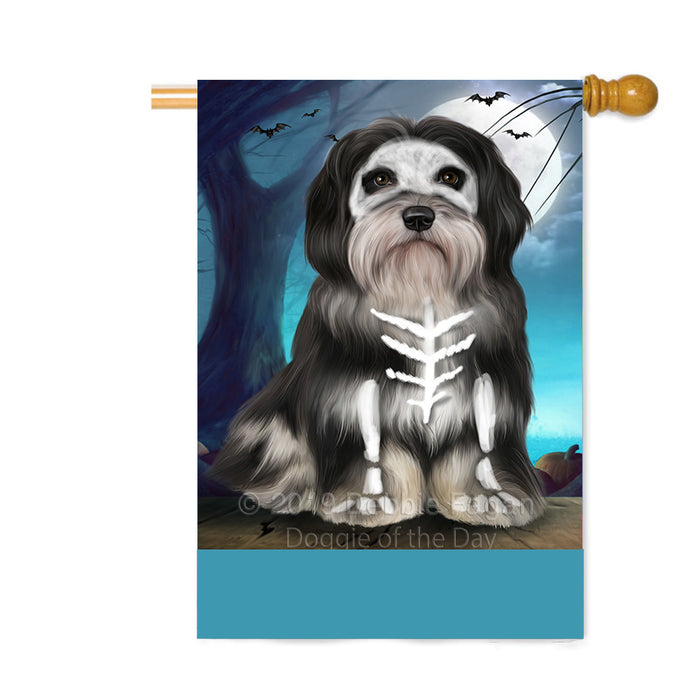 Personalized Happy Halloween Trick or Treat Havanese Dog Skeleton Custom House Flag FLG64218