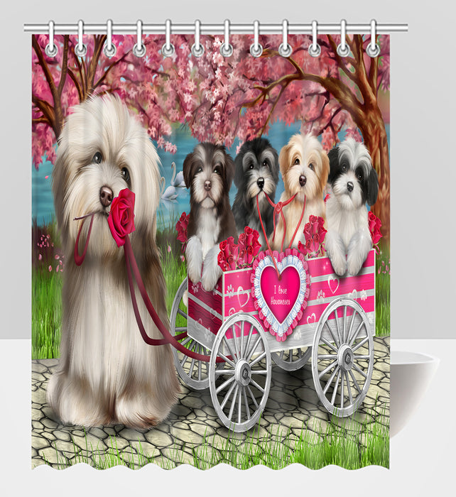 I Love Havanese Dogs in a Cart Shower Curtain
