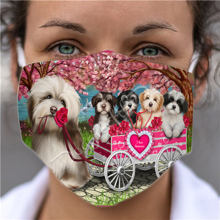 I Love Havanese Dogs in a Cart Face Mask FM48153
