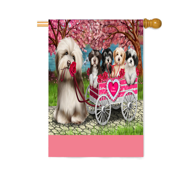 Personalized I Love Havanese Dogs in a Cart Custom House Flag FLG-DOTD-A62215
