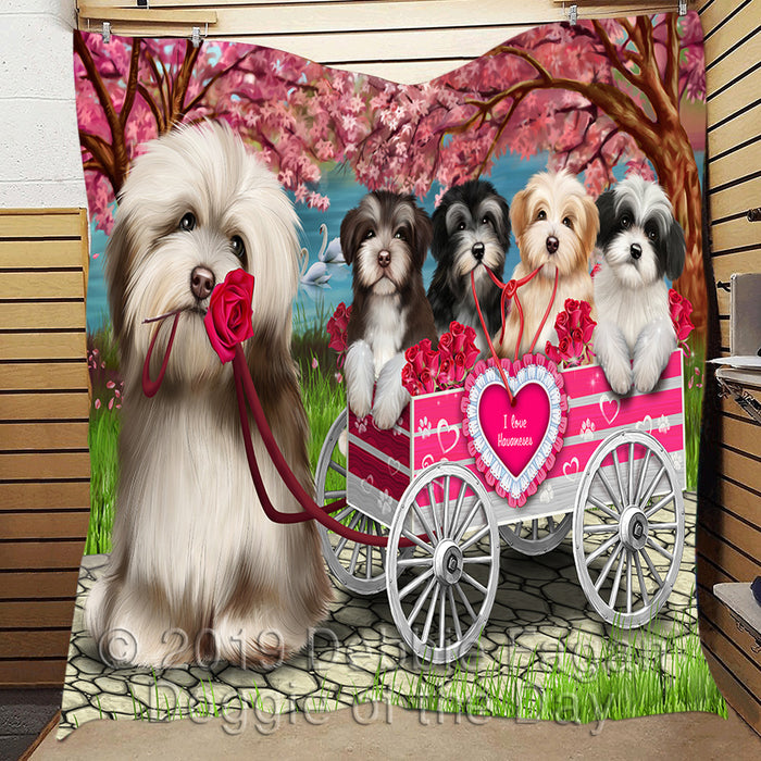 I Love Havanese Dogs in a Cart Quilt