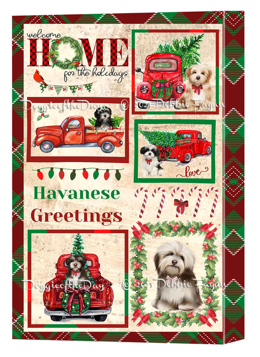 Welcome Home for Christmas Holidays Havanese Dogs Canvas Wall Art Decor - Premium Quality Canvas Wall Art for Living Room Bedroom Home Office Decor Ready to Hang CVS149615
