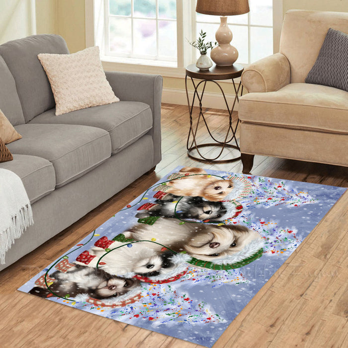Christmas Lights and Havanese Dogs Area Rug - Ultra Soft Cute Pet Printed Unique Style Floor Living Room Carpet Decorative Rug for Indoor Gift for Pet Lovers