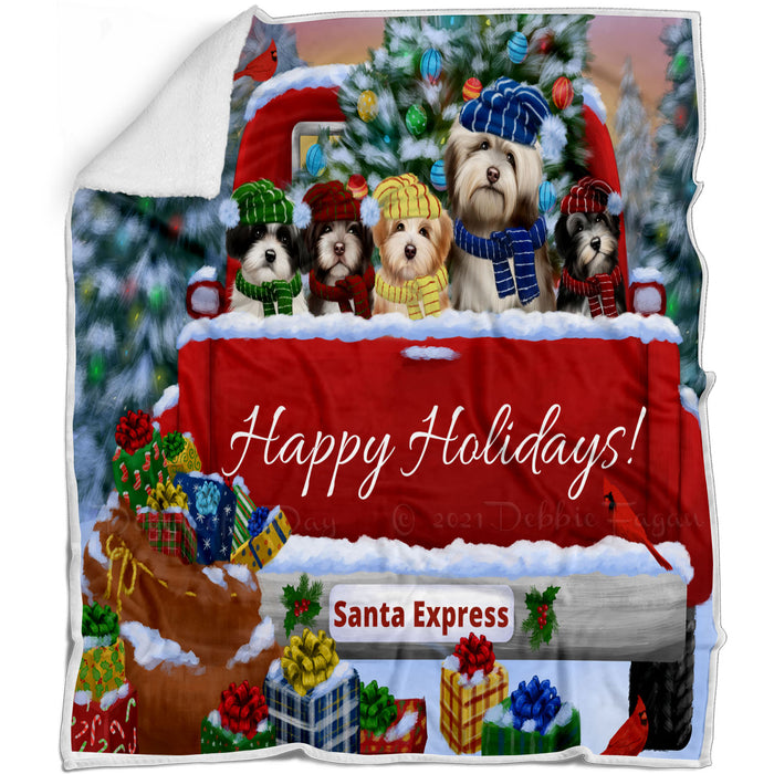 Christmas Red Truck Travlin Home for the Holidays Havanese Dogs Blanket - Lightweight Soft Cozy and Durable Bed Blanket - Animal Theme Fuzzy Blanket for Sofa Couch