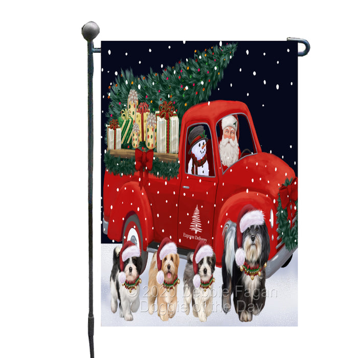 Christmas Express Delivery Red Truck Running Havanese Dogs Garden Flag GFLG66470