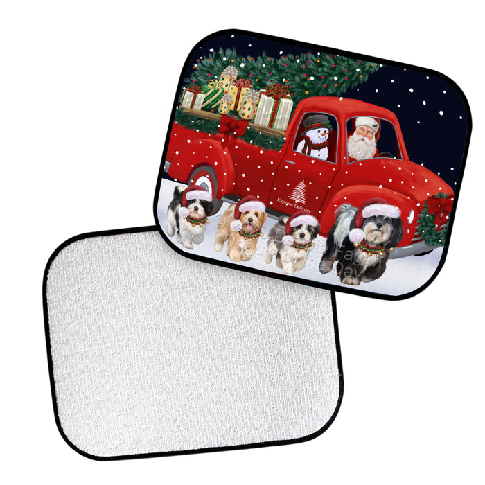 Christmas Express Delivery Red Truck Running Havanese Dogs Polyester Anti-Slip Vehicle Carpet Car Floor Mats  CFM49492