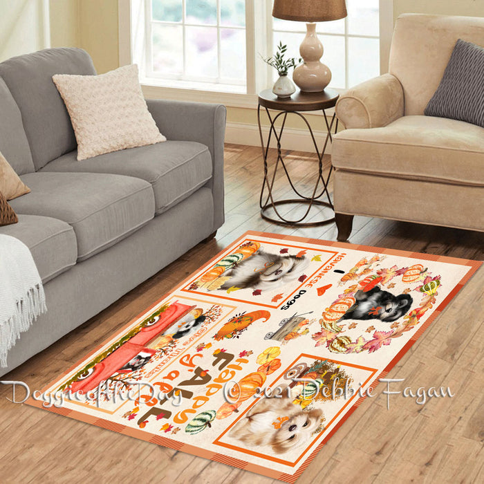 Happy Fall Y'all Pumpkin Havanese Dogs Polyester Living Room Carpet Area Rug ARUG66901