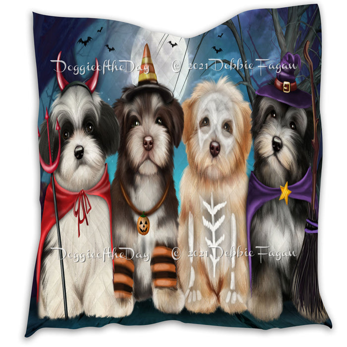 Happy Halloween Trick or Treat Havanese Dogs Lightweight Soft Bedspread Coverlet Bedding Quilt QUILT60396