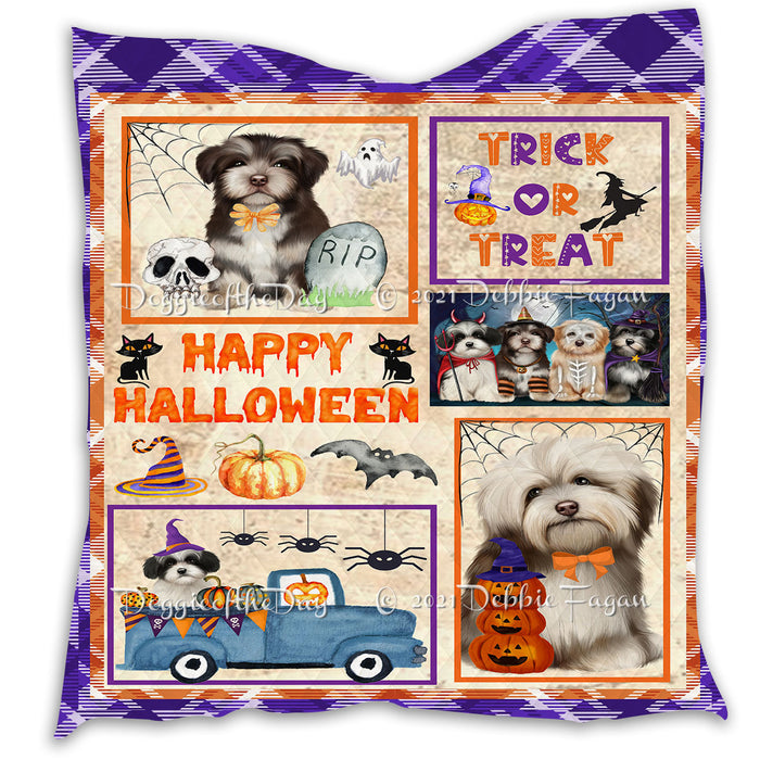 Happy Halloween Trick or Treat Pumpkin Havanese Dogs Lightweight Soft Bedspread Coverlet Bedding Quilt QUILT60936