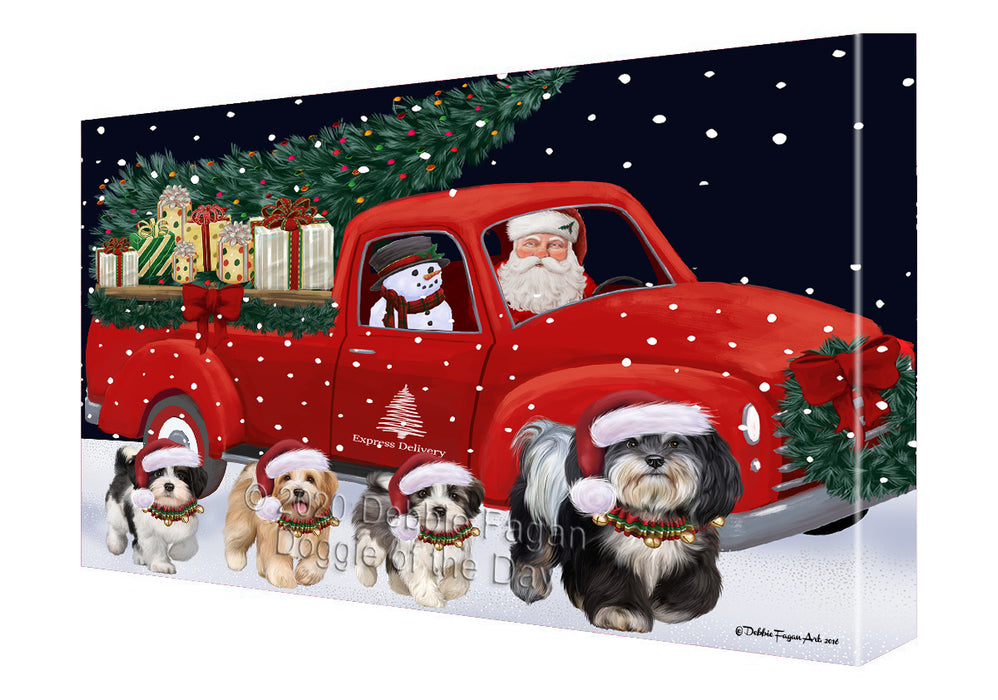Christmas Express Delivery Red Truck Running Havanese Dogs Canvas Print Wall Art Décor CVS146132