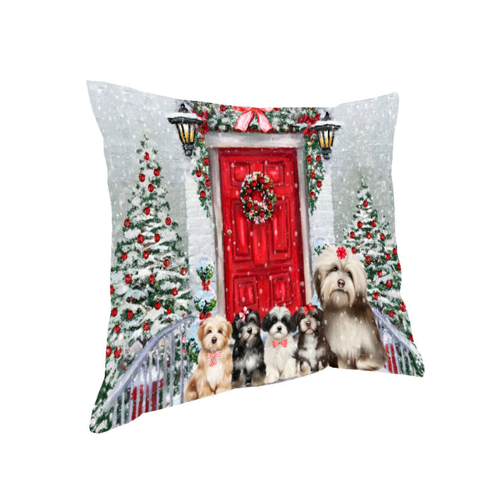 Christmas Holiday Welcome Havanese Dogs Pillow with Top Quality High-Resolution Images - Ultra Soft Pet Pillows for Sleeping - Reversible & Comfort - Ideal Gift for Dog Lover - Cushion for Sofa Couch Bed - 100% Polyester