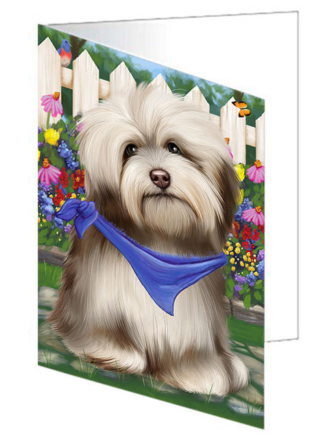 Spring Floral Havanese Dog Handmade Artwork Assorted Pets Greeting Cards and Note Cards with Envelopes for All Occasions and Holiday Seasons GCD53699