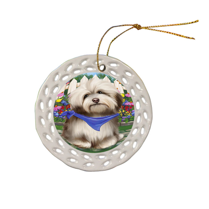 Spring Floral Havanese Dog Ceramic Doily Ornament DPOR49890