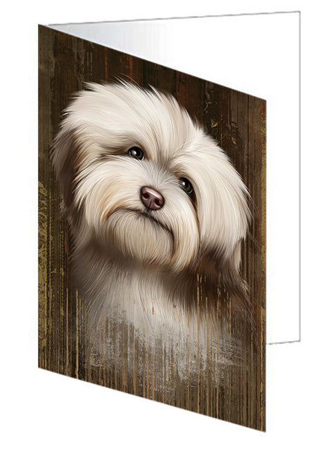 Rustic Havanese Dog Handmade Artwork Assorted Pets Greeting Cards and Note Cards with Envelopes for All Occasions and Holiday Seasons GCD55298