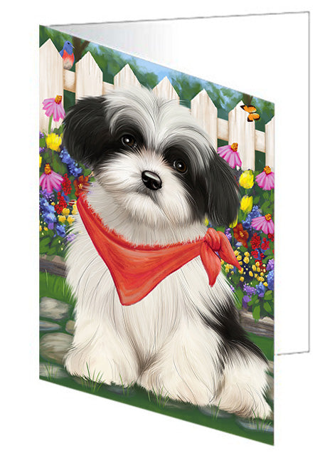 Spring Floral Havanese Dog Handmade Artwork Assorted Pets Greeting Cards and Note Cards with Envelopes for All Occasions and Holiday Seasons GCD53705