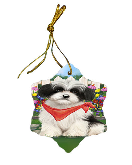 Spring Floral Havanese Dog Star Porcelain Ornament SPOR49884