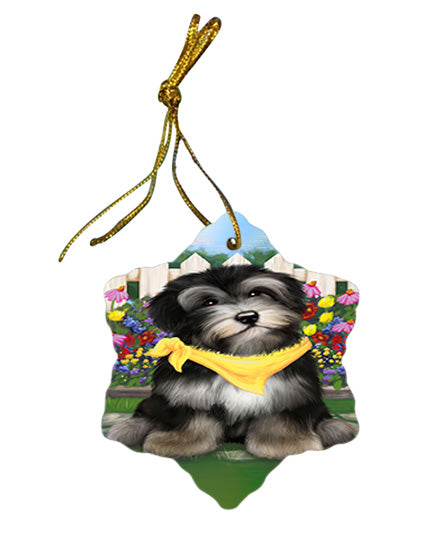 Spring Floral Havanese Dog Star Porcelain Ornament SPOR49885