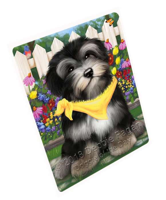 Spring Floral Havanese Dog Tempered Cutting Board C53547