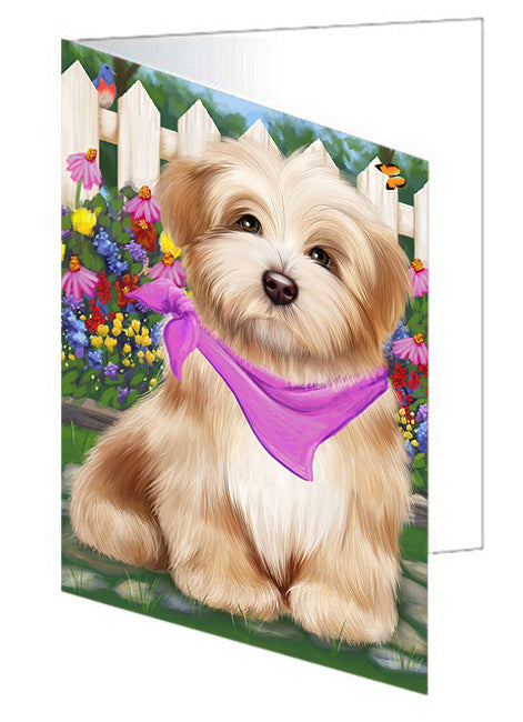 Spring Floral Havanese Dog Handmade Artwork Assorted Pets Greeting Cards and Note Cards with Envelopes for All Occasions and Holiday Seasons GCD53711