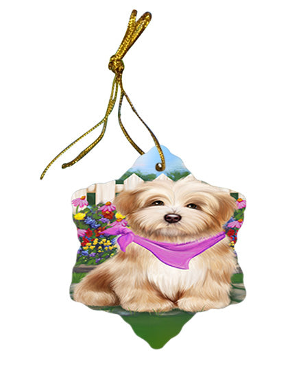 Spring Floral Havanese Dog Star Porcelain Ornament SPOR49886