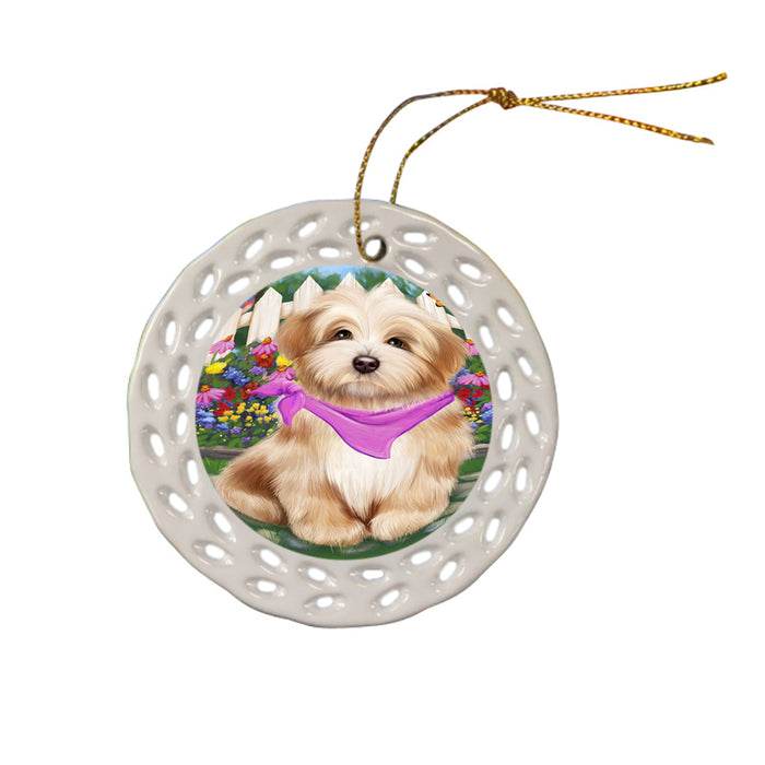 Spring Floral Havanese Dog Ceramic Doily Ornament DPOR49894