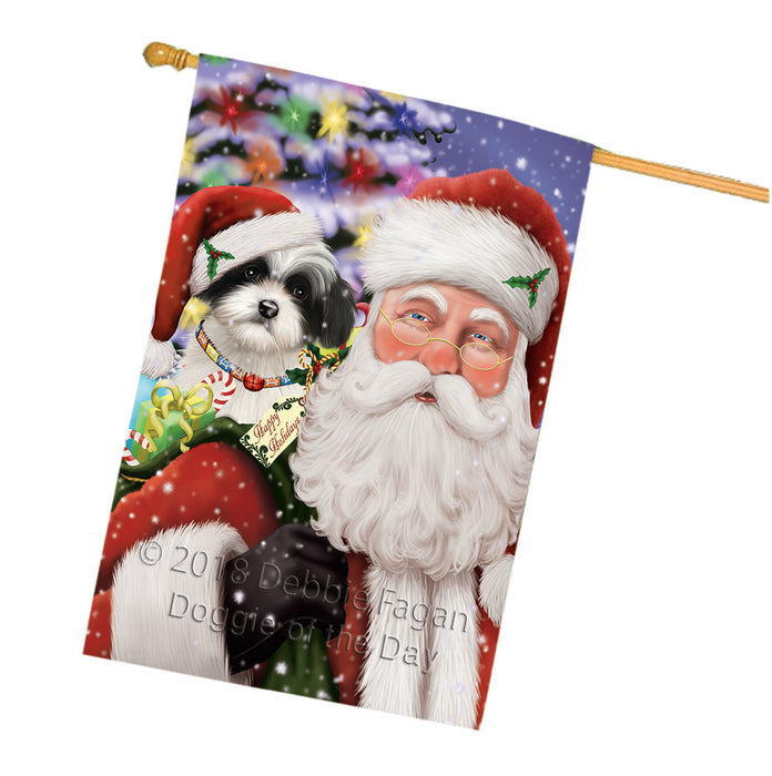 Santa Carrying Havanese Dog and Christmas Presents House Flag FLG54190