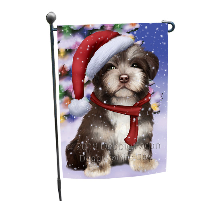 Winterland Wonderland Havanese Dog In Christmas Holiday Scenic Background  Garden Flag GFLG53457
