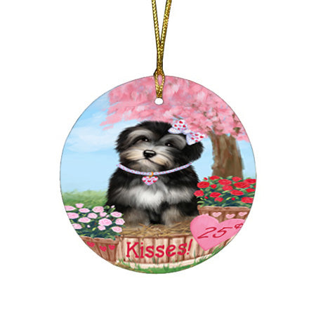 Rosie 25 Cent Kisses Havanese Dog Round Flat Christmas Ornament RFPOR56242