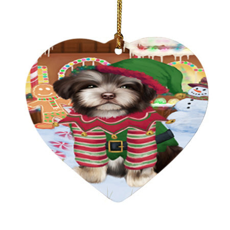 Christmas Gingerbread House Candyfest Havanese Dog Heart Christmas Ornament HPOR56714