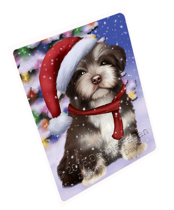 Winterland Wonderland Havanese Dog In Christmas Holiday Scenic Background  Large Refrigerator / Dishwasher Magnet RMAG81252