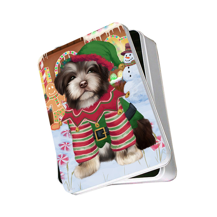 Christmas Gingerbread House Candyfest Havanese Dog Photo Storage Tin PITN56301