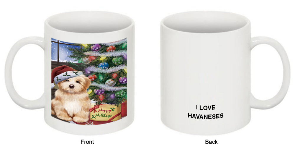 Christmas Happy Holidays Havanese Dog with Tree and Presents Coffee Mug MUG49232