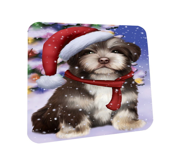 Winterland Wonderland Havanese Dog In Christmas Holiday Scenic Background  Coasters Set of 4 CST53353