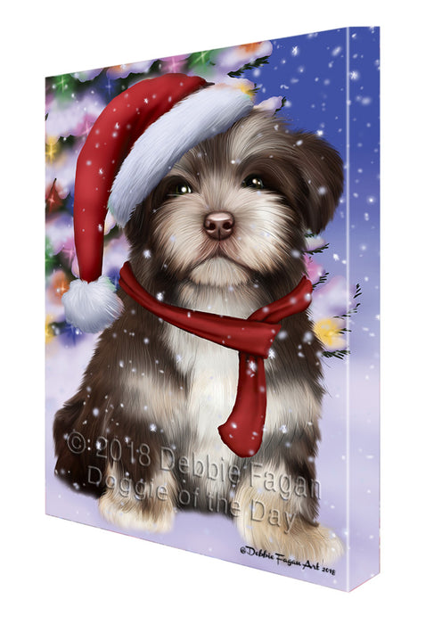Winterland Wonderland Havanese Dog In Christmas Holiday Scenic Background  Canvas Print Wall Art Décor CVS98405