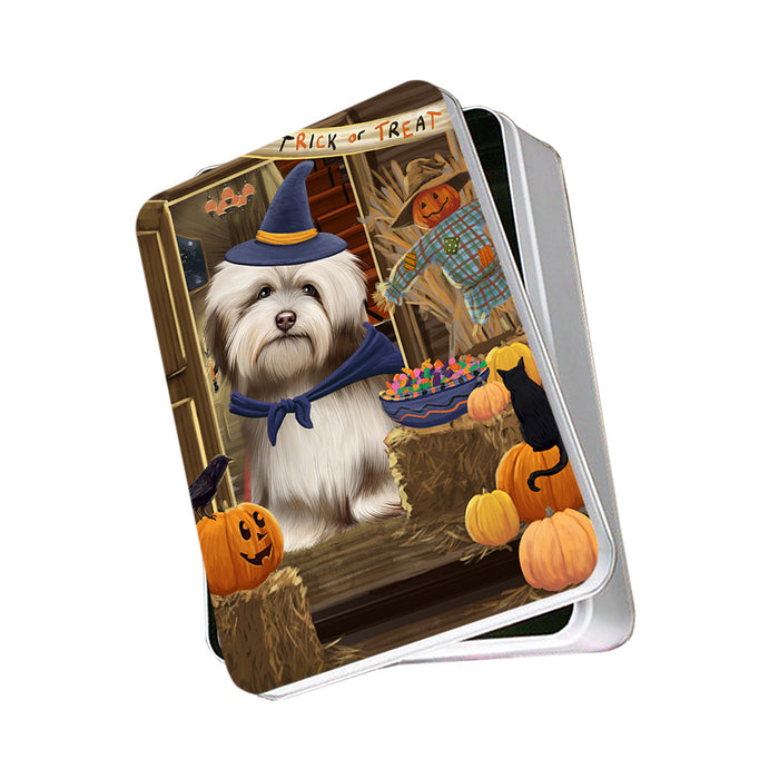 Enter at Own Risk Trick or Treat Halloween Havanese Dog Photo Storage Tin PITN53154
