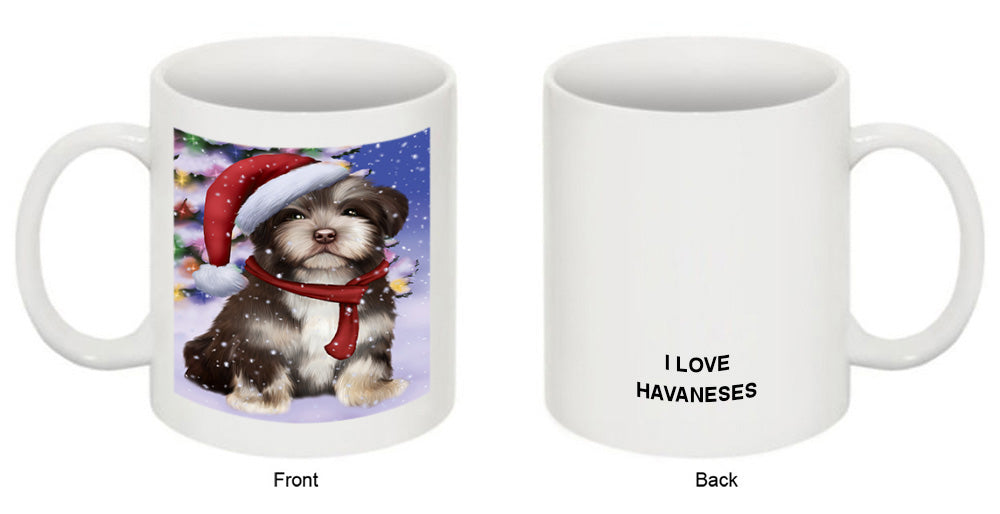 Winterland Wonderland Havanese Dog In Christmas Holiday Scenic Background  Coffee Mug MUG48793