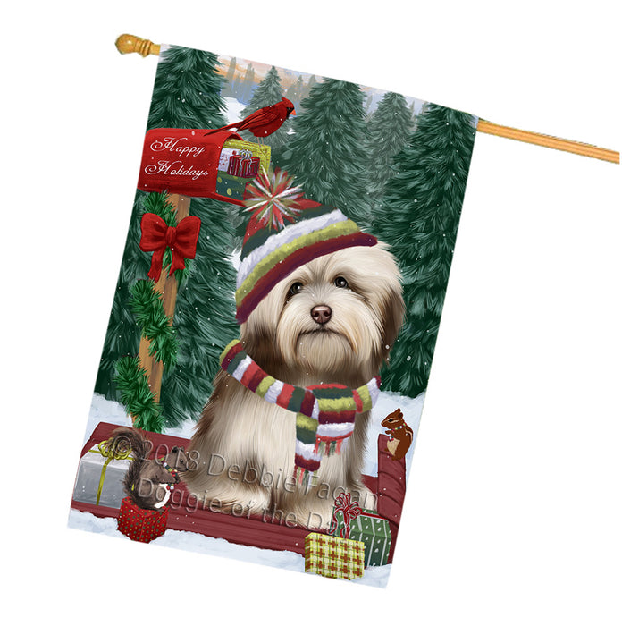 Merry Christmas Woodland Sled Havanese Dog House Flag FLG55377