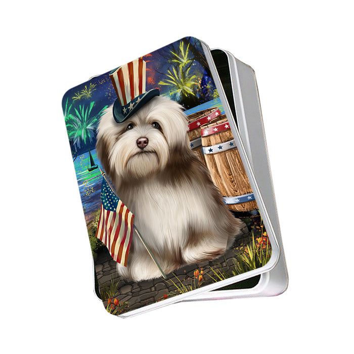4th of July Independence Day Fireworks Havanese Dog at the Lake Photo Storage Tin PITN51168