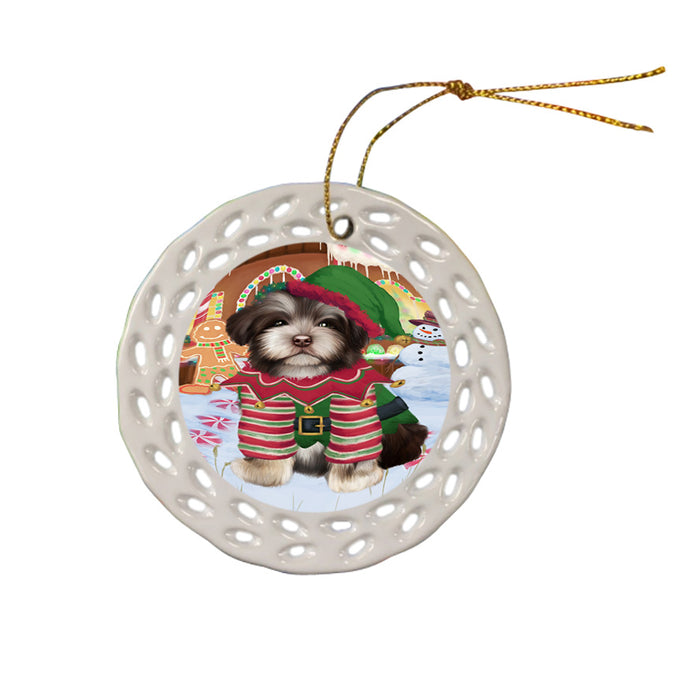 Christmas Gingerbread House Candyfest Havanese Dog Ceramic Doily Ornament DPOR56714