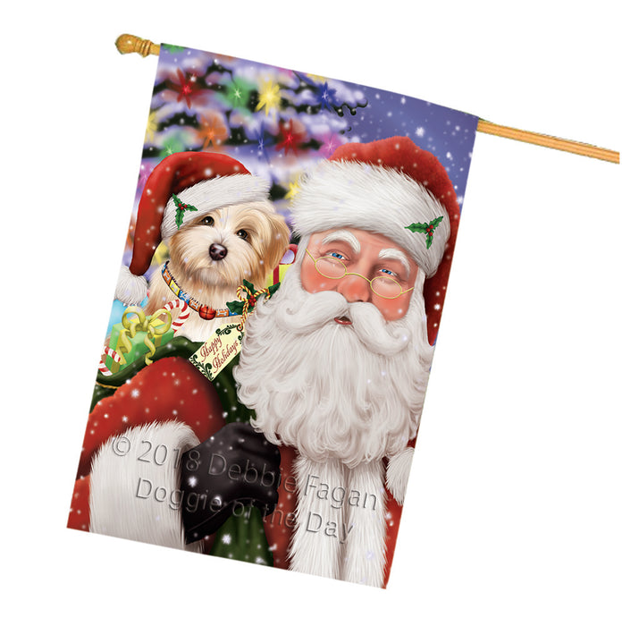 Santa Carrying Havanese Dog and Christmas Presents House Flag FLG54191