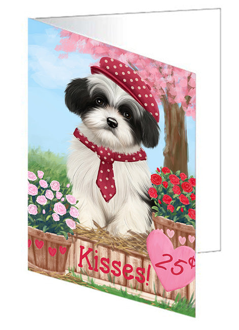 Rosie 25 Cent Kisses Havanese Dog Handmade Artwork Assorted Pets Greeting Cards and Note Cards with Envelopes for All Occasions and Holiday Seasons GCD72176