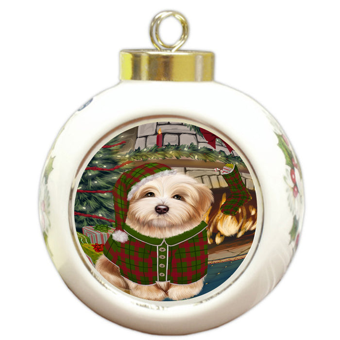 The Stocking was Hung Havanese Dog Round Ball Christmas Ornament RBPOR55689