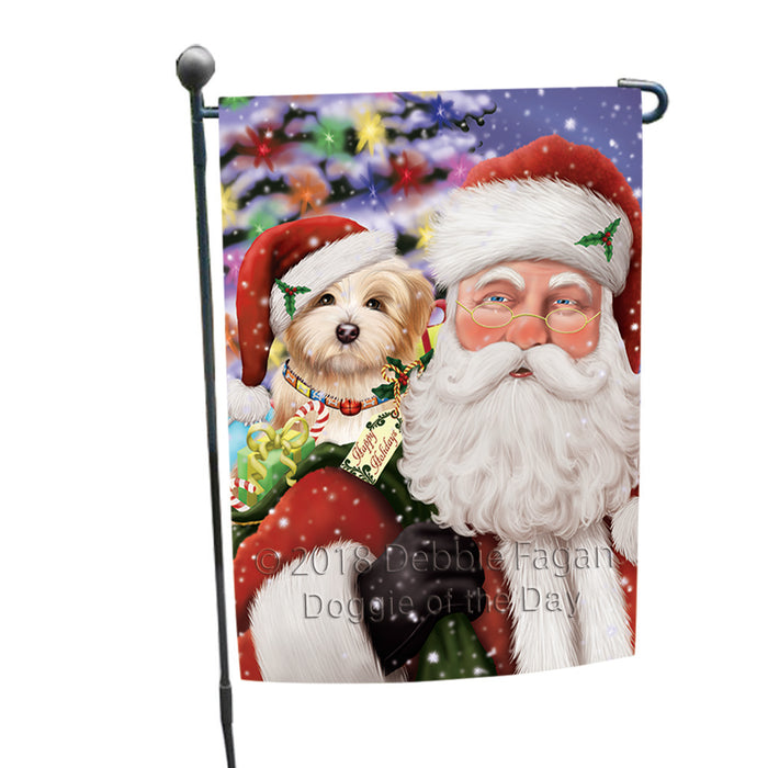 Santa Carrying Havanese Dog and Christmas Presents Garden Flag GFLG54055