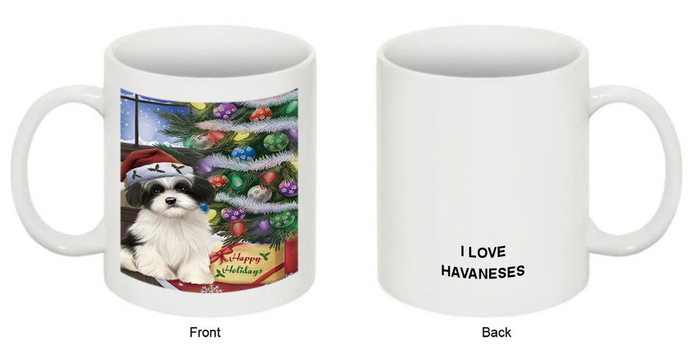 Christmas Happy Holidays Havanese Dog with Tree and Presents Coffee Mug MUG49233