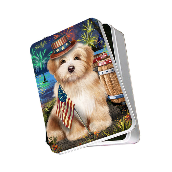 4th of July Independence Day Fireworks Havanese Dog at the Lake Photo Storage Tin PITN51169