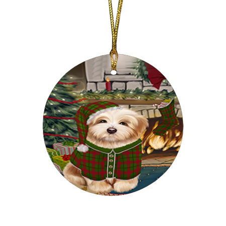 The Stocking was Hung Havanese Dog Round Flat Christmas Ornament RFPOR55689