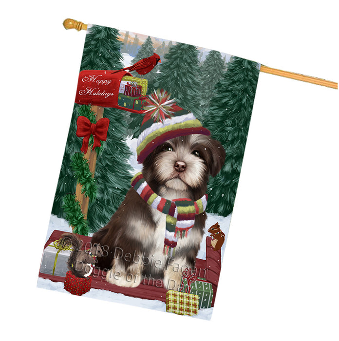Merry Christmas Woodland Sled Havanese Dog House Flag FLG55378